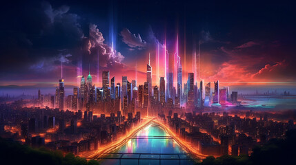 sunset over the city