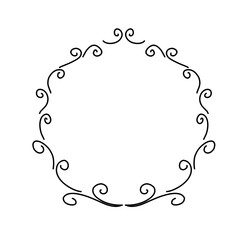 Round Floral Line Drawn Frame