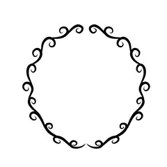 Round Floral Line Drawn Frame