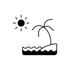Tropical island Glyph Vector Icon that can easily edit or modify

