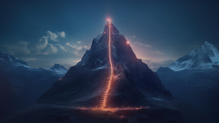 Illuminated Ascent: Embarking on the Path to Success. Generative AI - obrazy, fototapety, plakaty