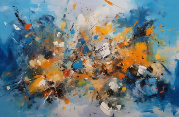 Crédence de cuisine en verre imprimé Bleu Abstract color jumping abstract painting background, oil painting effect