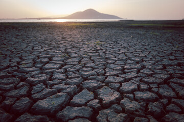 Cracks on the surface of the earth are altered by the shrinkage of mud due to drought conditions of the terrain.