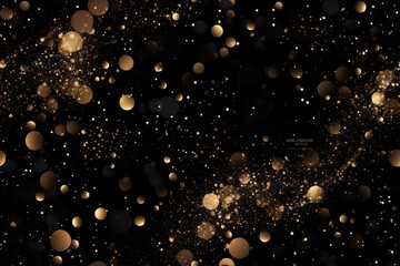 Abstract gold glitter sequin background on black background
