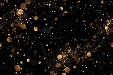 Fotobehang Abstract gold glitter sequin background on black background  © lichaoshu
