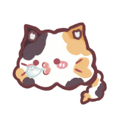 Blow gummy calico cat