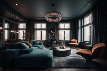 High quality design of the living room interior