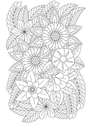 Flowers in black and white for coloring book. Coloring-Pages for Adult And Kids.