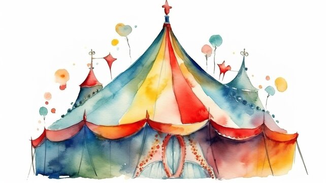 a beautiful painting of a circus painted with watercolors