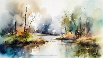 a beautiful painting of a colorful landscape painted with watercolors © Sndor