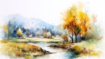 a beautiful painting of a colorful landscape painted with watercolors