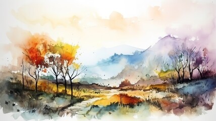 a beautiful painting of a colorful landscape painted with watercolors