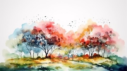 a beautiful painting of a colorful landscape painted with watercolors
