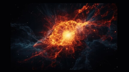 Fototapeta na wymiar Exploding star in space. Supernova, nebula, galaxy. Astronomy, science in deep space. Glowing background. 