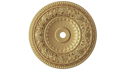 circle luxury golden ornament isolated on white background, PNG cut out