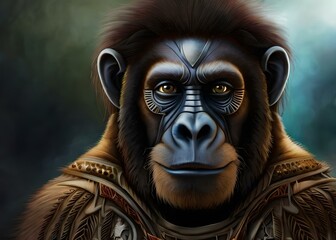 Gorilla ape face design closeup
