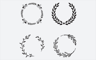 Obraz premium Wreath Vector Art, Icons, and Graphics for Free Download, Laurel Wreath Vector Set Stock Illustration 