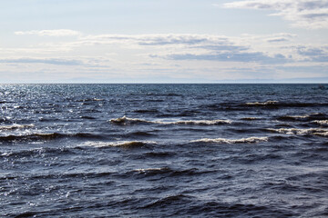 Lake Baikal shore with fresh water waves