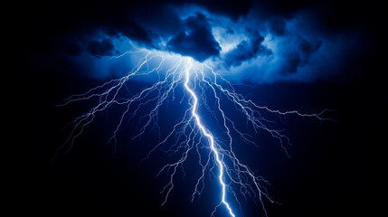 Flash of lightning on dark background. Generative AI