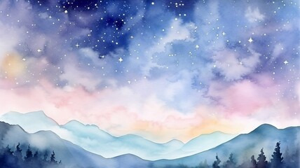 a beautiful painting of a starry sky painted with watercolors