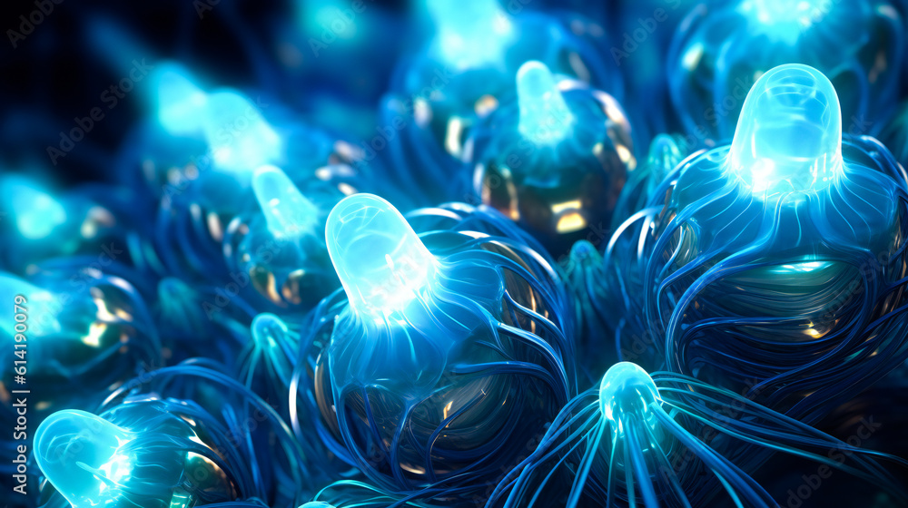 Poster abstract artificial intelligence or digital advanced technology concept illustration. illuminated gl