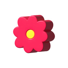 Pink or magenta flower isolated. 3d rendering. Element icon for spring or summer concept. PNG with transparent background	