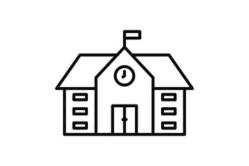 High school building icon. Line icon style. Simple vector design editable
