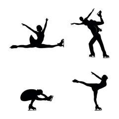 Ice Skating Silhouette on white background