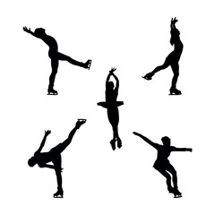 Ice Skating Silhouette on white background
