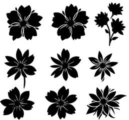 Obraz premium Elegant Collection: Vector Black Silhouettes of Flowers