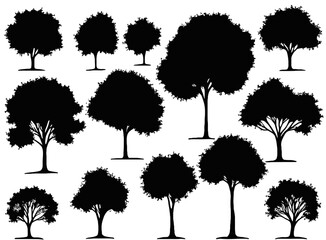 Versatile Collection of Black Trees Silhouettes