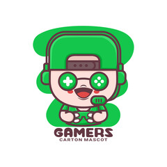 cute gamer cartoon with game stick