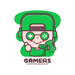 cute gamer cartoon with game stick