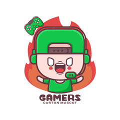 cute gamer cartoon with angry expression