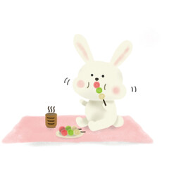 団子を食べるうさぎのイラスト