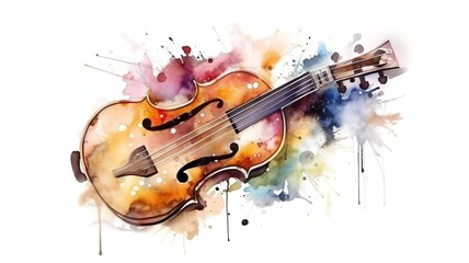Fototapeta na wymiar a beautiful painting of a musical instrument painted in watercolor