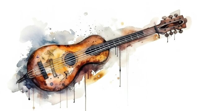 a beautiful painting of a musical instrument painted in watercolor