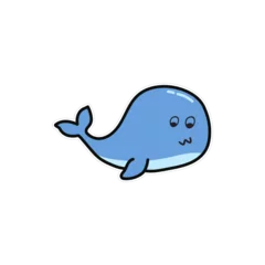 Stoff pro Meter Wal cartoon whale illustration