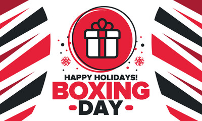 Fototapeta premium Boxing Day. Day after Christmas Day, when gifts are given! This holiday is associated with shopping and sporting events. Celebrated annually in the Great Britain on December 26th. Vector illustration