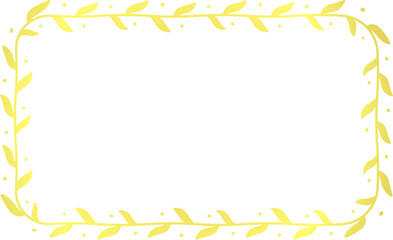 Obraz premium Rounded Rectangle Frame gold wreath golden frame flowers leaf laurel floral leaves border botanical branches photo frame decoration wedding anniversary birthday new year Christmas valentine winner 