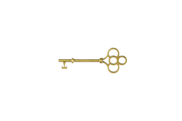 vintage golden skeleton keys isolated on white background with clipping path.