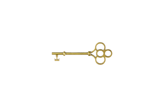 vintage golden skeleton keys isolated on white background with clipping path.