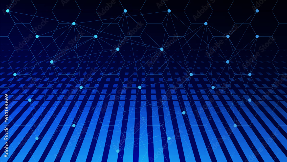 Poster abstract futuristic technology. hexagons pattern with connecting points and lines. global network co