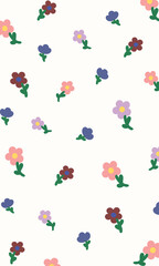 Fototapeta na wymiar Flower Pattern, Colorful seamless flower, Flower white Backgrounds, Flower Wallpaper Love Cards Vector Stock Vector Illustration.