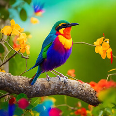 Obraz premium A colorful bird on a branch 