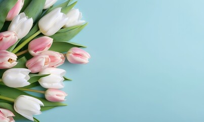 Background with tulip flowers. For banner, postcard, book illustration.