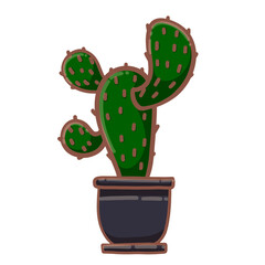 Set of cute cactus in doodle style