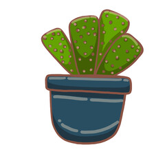 Set of cute cactus in doodle style