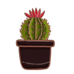 Set of cute cactus in doodle style