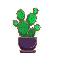 Set of cute cactus in doodle style